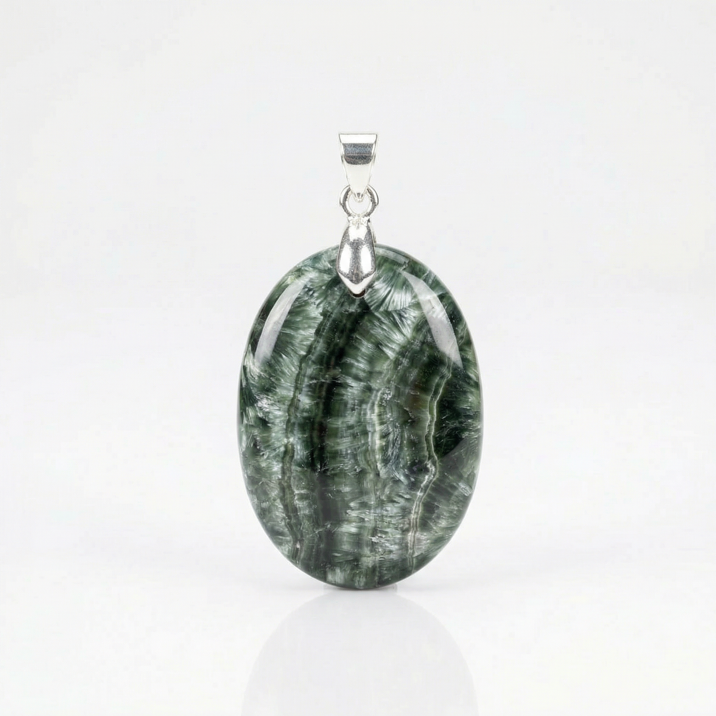 Pendentif Séraphinite - Pierre plate