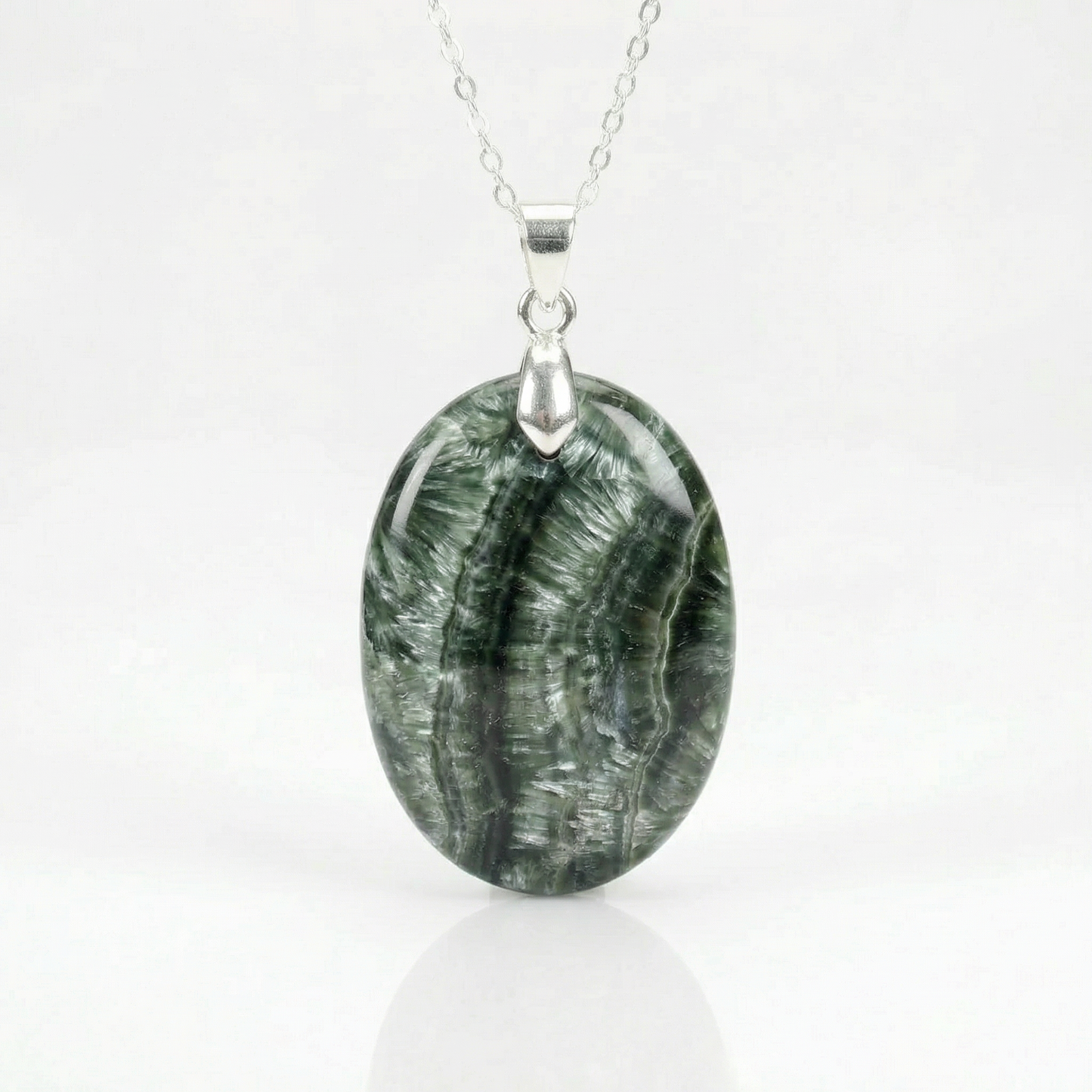 Pendentif Séraphinite - Pierre plate