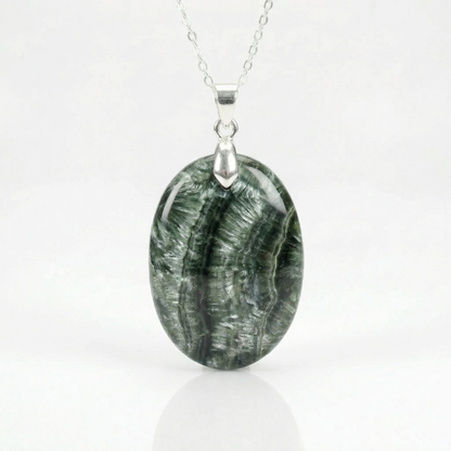 Pendentif Séraphinite - Pierre plate